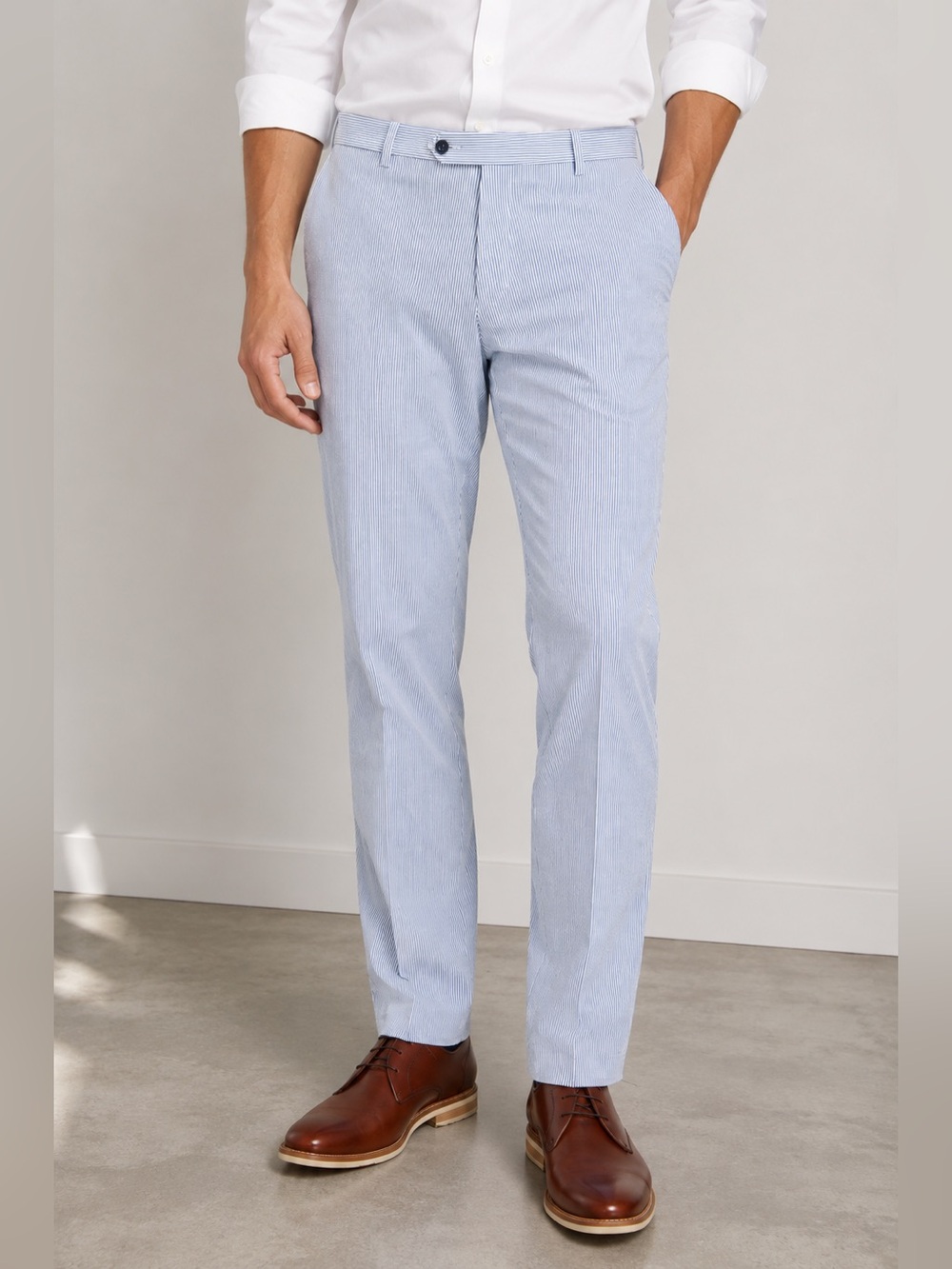 NWT Tommy Hilfiger Modern Fit Blue White Seersucker Suit Pants 34x34